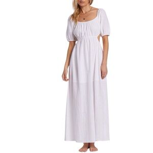 Billabong White Gauze On The Coast Cut Out Side Maxi Dress Large